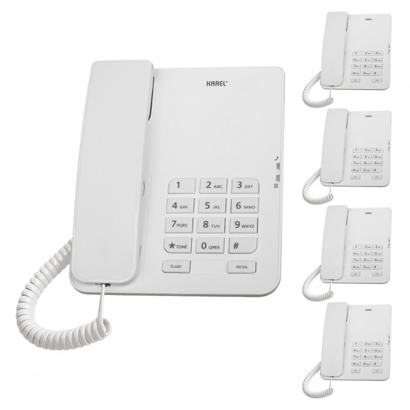 Karel TM140 Analog Masaüstü Kablolu Telefon 5'li Fırsat Paketi Beyaz ürün görseli 1