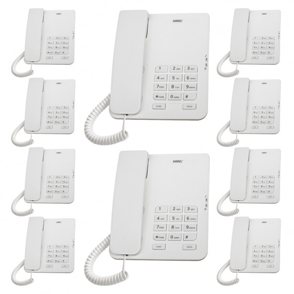 10 Adet Beyaz Karel TM140 Masaüstü Ofis Telefon Seti Beyaz ürün görseli 1