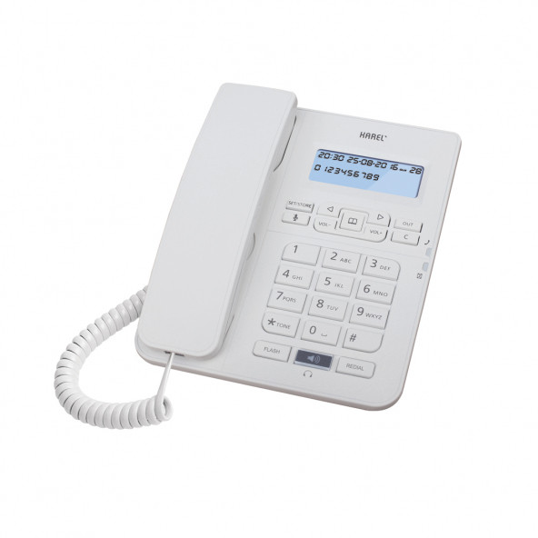 Karel TM145 Ekranlı Masaüstü Kablolu Telefon Beyaz ürün görseli 1