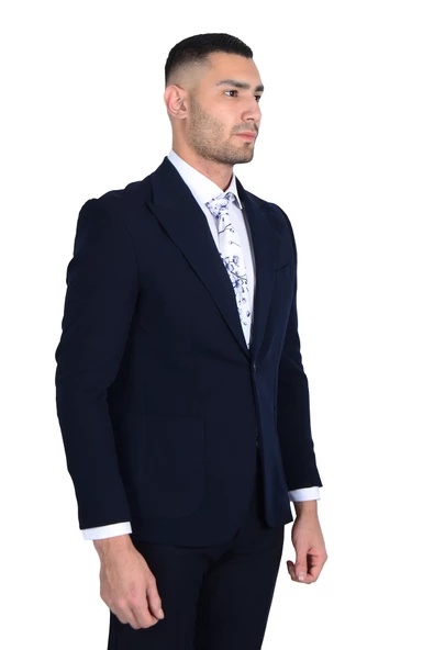 Cengiz İnler Kırlangıç Yaka Lycra Slim Fit Spor Erkek Ceket ürün görseli 1