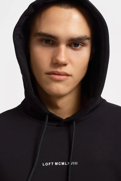 Loft 2034269 Siyah Kapüşonlu Erkek Sweat - Resim 4