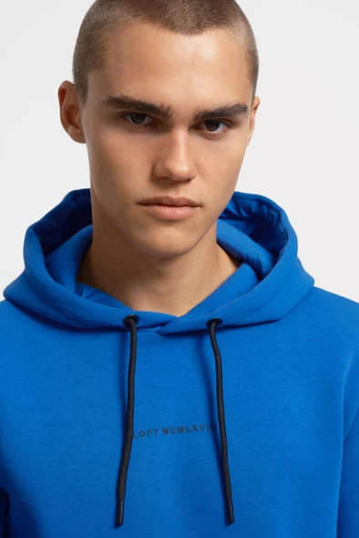 Loft 2034269 Mavi Kapüşonlu Erkek Sweat - Resim 4