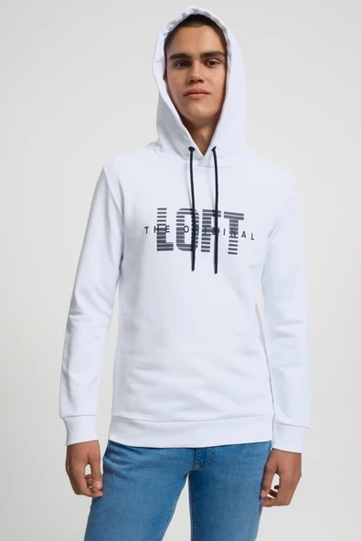 Loft 2034026 Beyaz Loft Baskılı Kapüşonlu Erkek Sweat ürün görseli 1
