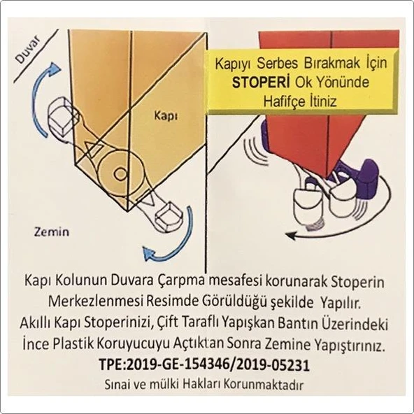 6 Adet Akıllı Kapı Stoperi Tamponu Kapı Durdurucu Yapışkanlı - Resim 4