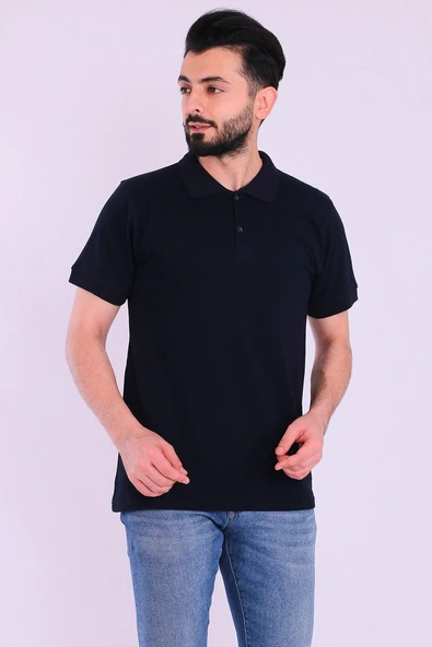 Siyah Basic Polo Yaka Erkek Tshirt - Resim 2