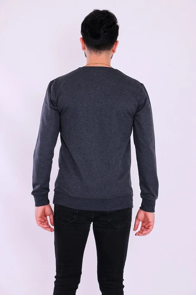 Antrasit Basic Erkek 2 iplik Sweatshirt - Resim 6