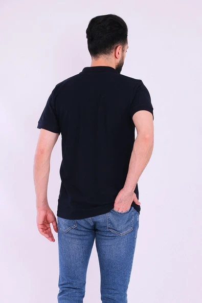 Siyah Basic Polo Yaka Erkek Tshirt - Resim 6