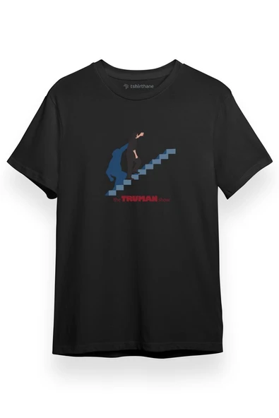 The Truman Show Stairs Siyah Kısa kol Erkek Tshirt ürün görseli 1