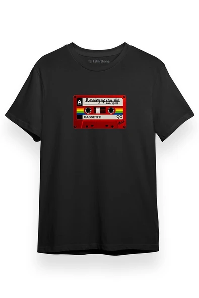 Stranger Things Kaset Siyah Kısa kol Erkek Tshirt ürün görseli 1