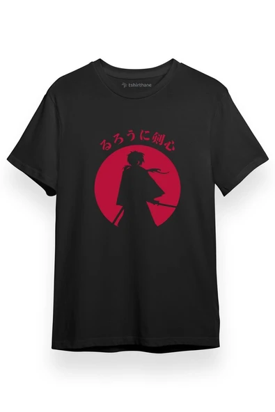 Rurouni Kenshin  Siyah Kısa kol Erkek Tshirt ürün görseli 1