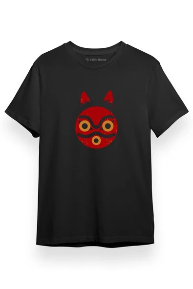 Princess Mononoke Mask Siyah Kısa kol Erkek Tshirt ürün görseli 1