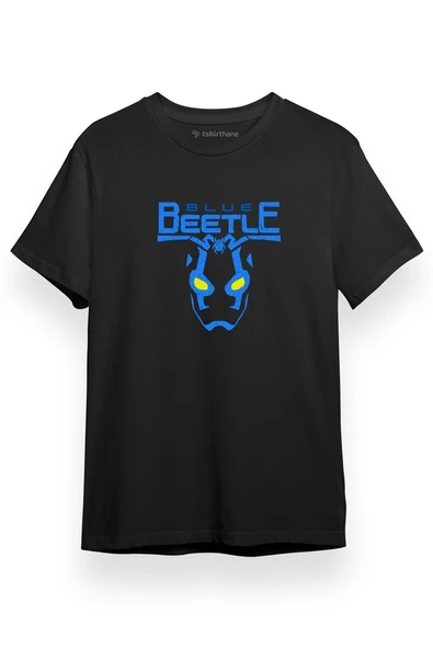 Blue Beetle Logo Siyah Kısa kol Erkek Tshirt ürün görseli 1