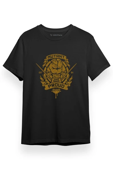 Ninja Turtles Mutant And Proud Siyah Kısa kol Erkek Tshirt ürün görseli 1