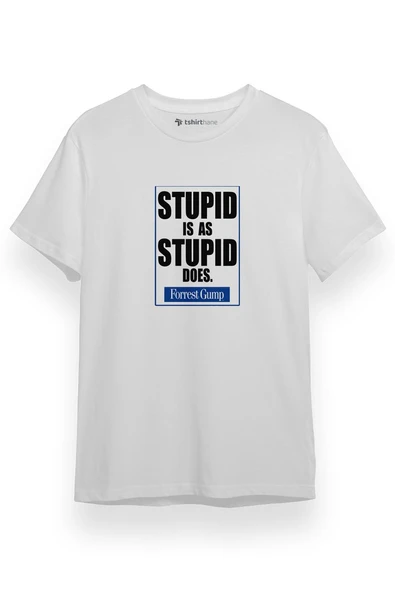 Forrest Gump Stupid Is As Stupid Does Beyaz Kısa kol Erkek Tshirt ürün görseli 1