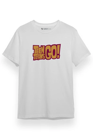 Teen Titans Go Yazı Beyaz Kısa kol Erkek Tshirt ürün görseli 1