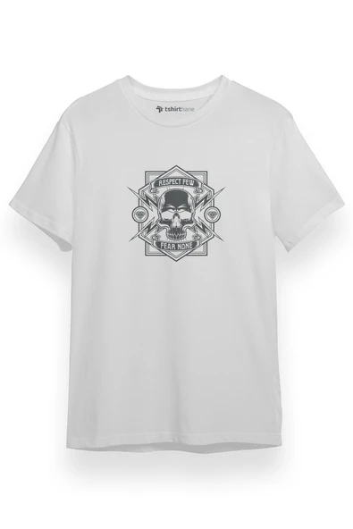 Respect Few Fear None Beyaz Kısa kol Erkek Tshirt ürün görseli 1
