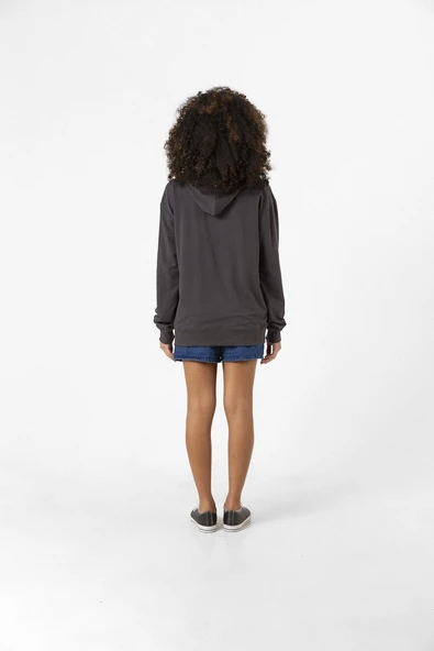 Füme Basic Oversize Kadın Kapüşonlu Hoodie 2 iplik Sweatshirt - Resim 6