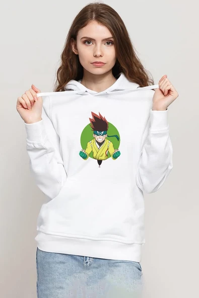 Beyblade Arman Kusaba Beyaz Kadın 3ip Kapşonlu Sweatshirt ürün görseli 1