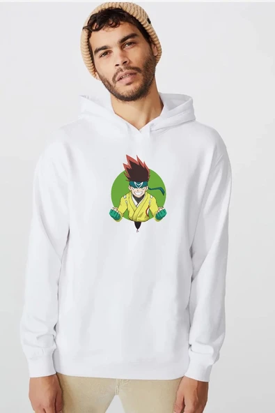 Beyblade Arman Kusaba Beyaz Erkek 3ip Kapşonlu  Sweatshirt ürün görseli 1
