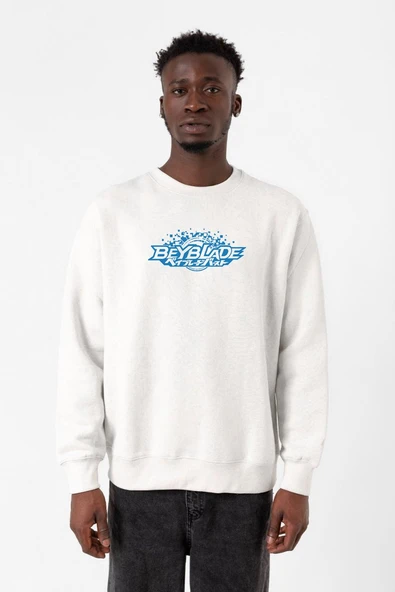 Beyblade Logo Beyaz Erkek 2ip Sweatshirt ürün görseli 1