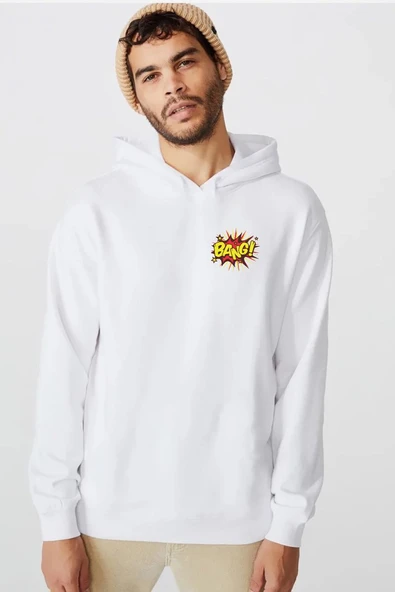 Big Bang Theory Bang Logo Beyaz Erkek 3ip Kapşonlu  Sweatshirt ürün görseli 1