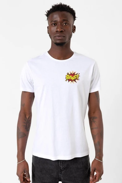 Big Bang Theory Bang Logo Beyaz Erkek Bisikletyaka Tshirt ürün görseli 1