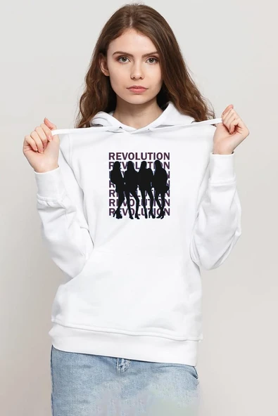 Blackpink Revolution Beyaz Kadın 3ip Kapşonlu Sweatshirt ürün görseli 1