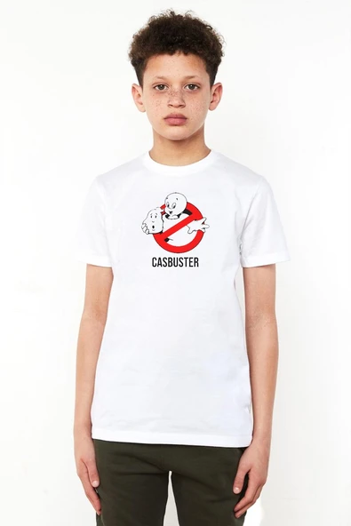 Casper The Friendly Ghost Casbuster Beyaz Çocuk Bisikletyaka Tshirt ürün görseli 1