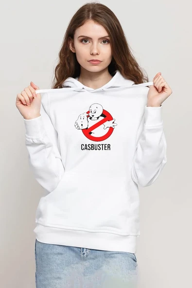 Casper The Friendly Ghost Casbuster Beyaz Kadın 3ip Kapşonlu Sweatshirt ürün görseli 1