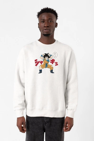 Dragon Ball Z Anime Angry Goku Beyaz Erkek 2ip Sweatshirt ürün görseli 1