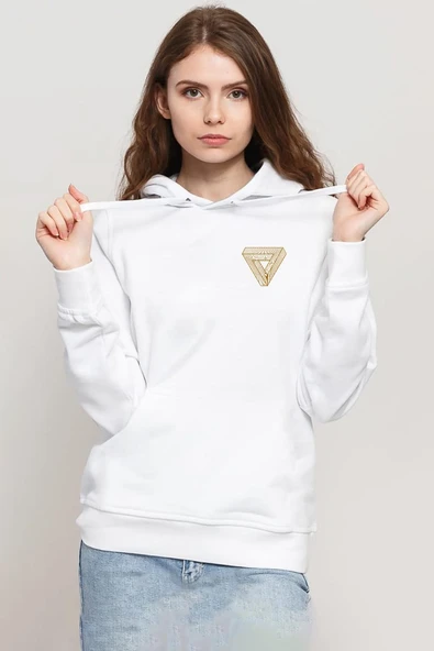 Dark Tannhaus Logo Beyaz Kadın 3ip Kapşonlu Sweatshirt ürün görseli 1