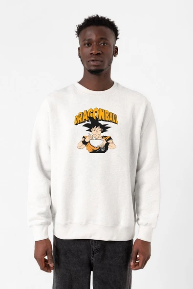 Dragon Ball Z Anime Goku Eating Ramen Beyaz Erkek 2ip Sweatshirt ürün görseli 1