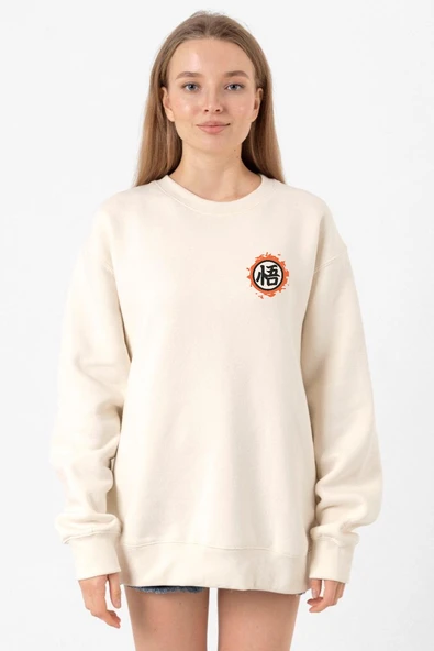 Dragon Ball Z Anime Logo Ekru Kadın 2ip Sweatshirt ürün görseli 1
