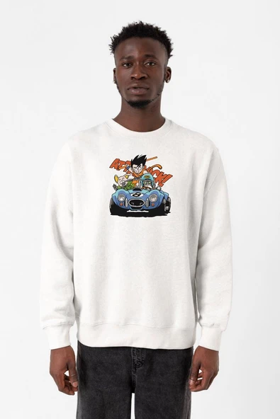 Dragon Ball Z Anime Goku Racer Beyaz Erkek 2ip Sweatshirt ürün görseli 1