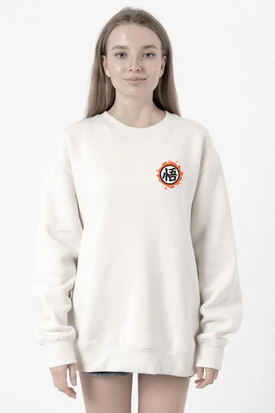 Dragon Ball Z Anime Logo Beyaz Kadın 2ip Sweatshirt ürün görseli 1