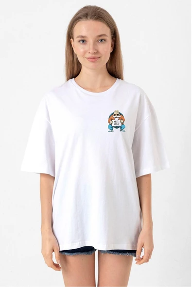 Dragon Ball Z Anime Master Roshi Free Hugs Beyaz Kadın Oversize Tshirt ürün görseli 1
