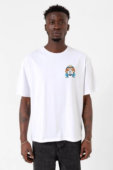 Dragon Ball Z Anime Master Roshi Free Hugs Beyaz Erkek Oversize Tshirt ürün görseli 1