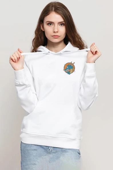 Dragon Ball Z Anime Shenron Beyaz Kadın 3ip Kapşonlu Sweatshirt ürün görseli 1
