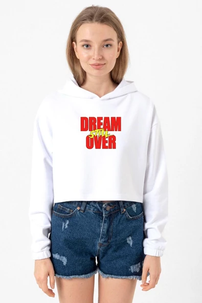 Dream Still Over Beyaz Optik Kadın Crop Kapşonlu ürün görseli 1