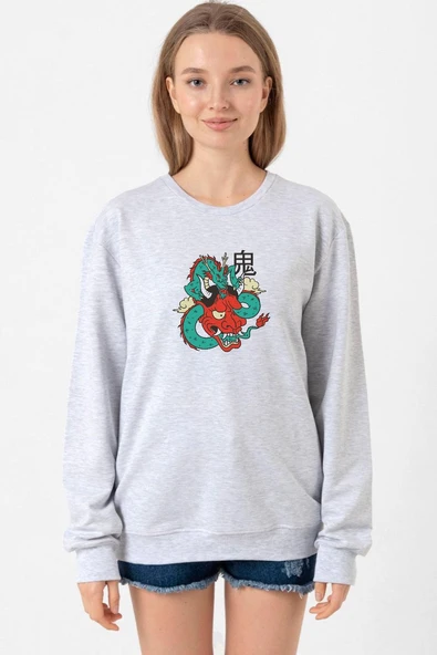 Dragon Samurai Anime Grimelanj Kadın 2ip Sweatshirt ürün görseli 1