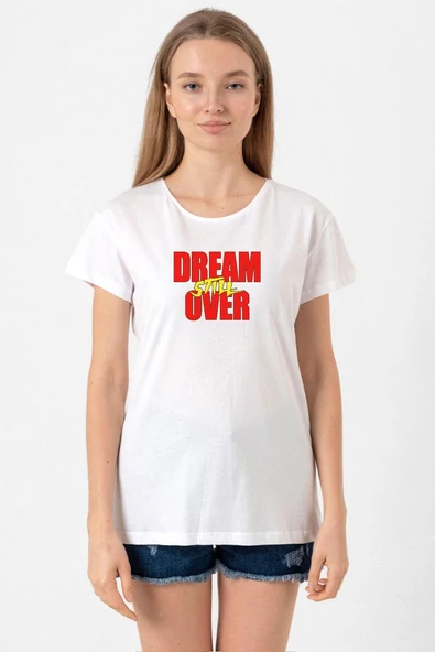 Dream Still Over Beyaz Kadın Bisikletyaka Tshirt ürün görseli 1
