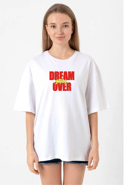 Dream Still Over Beyaz Kadın Oversize Tshirt ürün görseli 1