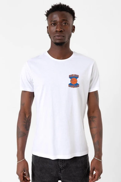 Dubious Handles Logo Beyaz Erkek Bisikletyaka Tshirt ürün görseli 1