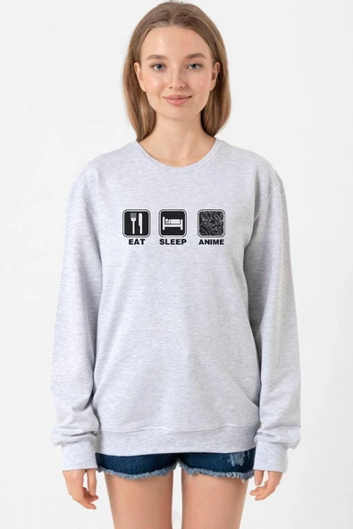 Eat Sleep Anime Grimelanj Kadın 2ip Sweatshirt ürün görseli 1