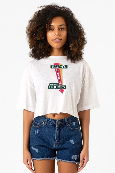 Fargo Ralph's Corner Diner Beyaz Kırçıllı Kadın Crop Tshirt ürün görseli 1