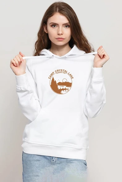 Friday The 13th Camp Crystal Lake Beyaz Kadın 3ip Kapşonlu Sweatshirt ürün görseli 1