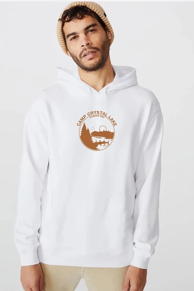 Friday The 13th Camp Crystal Lake Beyaz Erkek 3ip Kapşonlu  Sweatshirt ürün görseli 1