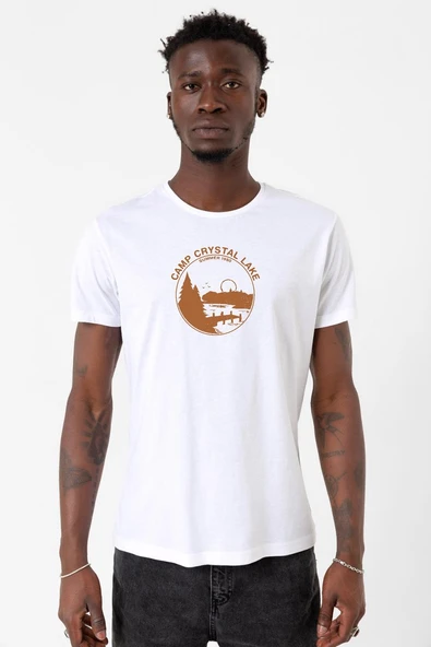 Friday The 13th Camp Crystal Lake Beyaz Erkek Bisikletyaka Tshirt ürün görseli 1