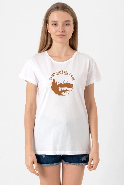 Friday The 13th Camp Crystal Lake Beyaz Kadın Bisikletyaka Tshirt ürün görseli 1