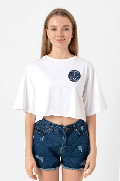 Gen V Godolkin University Emblem Beyaz Kadın Crop Tshirt ürün görseli 1
